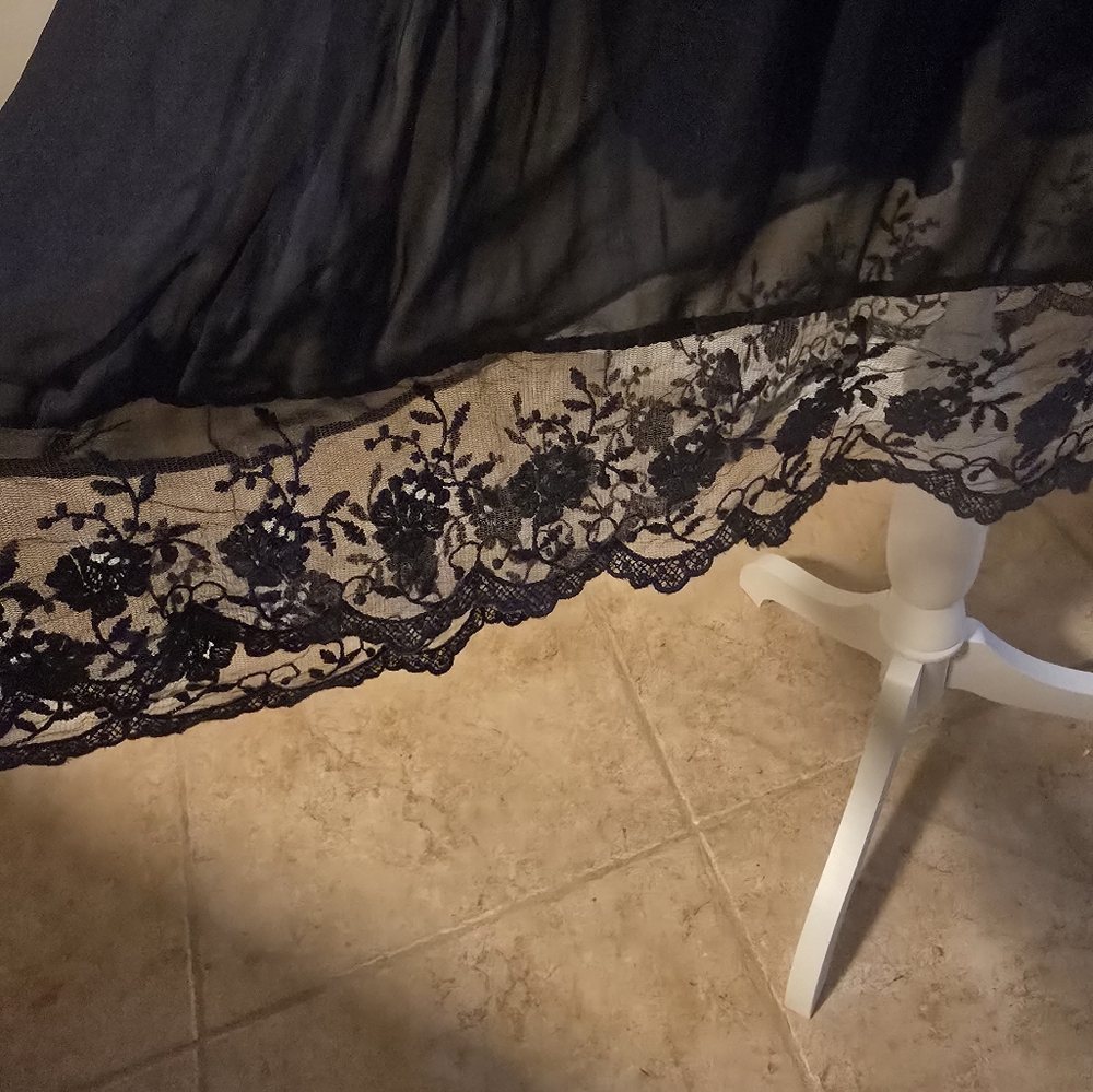 Piazzo Roma Navy Lace Detail Silk Dress L Crocheted Detail Italy Romantic - Picture 7 of 10